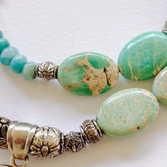 Artisan Necklace Jasper Turquoise Beads Boho Southwestern Style - Picture 12 of 16